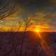 Sunset at the Horizon and landscape at Yellow River State Forest, Iowa