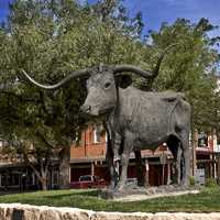 El Capitan cattle drive monument in Dodge City, Kansas