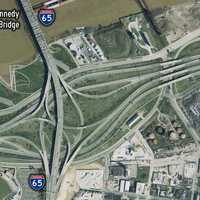 Overhead view of the Kennedy Interchange in Louisville, Kentucky