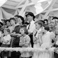 Audience watches a magician perform at the Louisiana State Fair in Donaldsonville in 1938