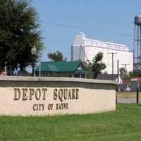 Depot Square with one of many Rayne rice mills in Louisiana