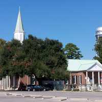 St. Peters Catholic church with Water Tower in Carencro, Louisiana