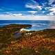 Autumn Landscape of the forest and the seashore at Bar Harbor, Maine