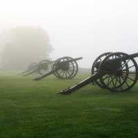 Cannons in the Fog at Antietam Battlefield, Maryland
