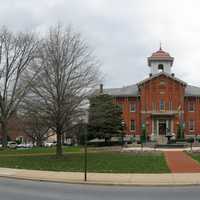 Panoramic Image around city hall in Frederick, Maryland