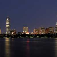 Lighted up City of Boston, Massachusetts, at Night