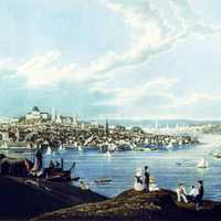 Looking upon Boston from Dorchester Heights in 1841 in Massachusetts