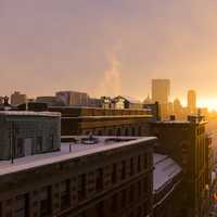 Sunset over cityscape of Boston, Massachusetts