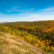 Valley landscape and autumn forest at Copper Harbor