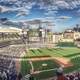 Detroit Tigers baseball field under the clouds in Detroit, Michigan