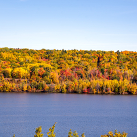 Warm Autumn landscape colors across the river