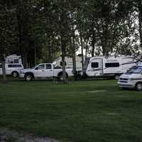 Trailers at the RV Camp at J.W. Wells State Park, Michigan