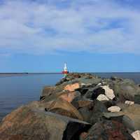 Lighthouse at the end of the path at McLain State Park, Michigan