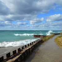 Waves crashing on shore in Michigan