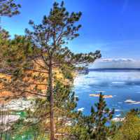 Beautiful Landscape of the forest and bay at Picture Rocks National Lakeshore, Michigan