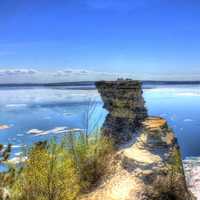 Looking past Miner's Castle at Pictured Rocks National Lakeshore, Michigan