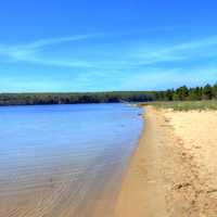 Lakeshore and sand point at Pictured Rocks National Lakeshore, Michigan