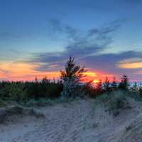 Sunset over the dune at Pictured Rocks National Lakeshore, Michigan