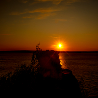 Sunset landscape over lake superior over Miner's Castle
