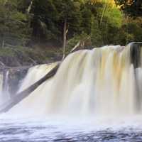 Close view of the waterfall at Porcupine Mountains State Park, Michigan