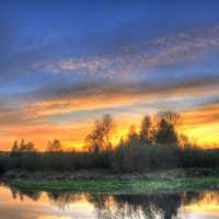 Sunset over the river in the Upper Peninsula, Michigan