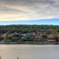 Across the river at dusk in the Upper Peninsula, Michigan