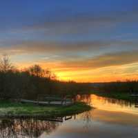 Sunset on the horizon in the Upper Peninsula, Michigan