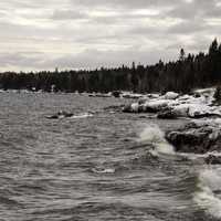 Waves in the winter on the Lake Superior Landscape at Cascade River State Park, Minnesota