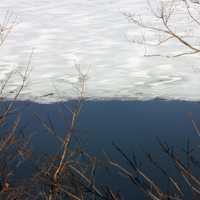 Water and snow boundry at Frontenac State Park, Minnesota