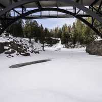 Frozen Gooseberry River Under the Bridge at Gooseberry Falls State Park, Minnesota