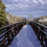 Looking Across the bridge at Gooseberry Falls State Park, Minnesota