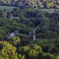 Highway and road in the valley at Great River Bluffs State Park