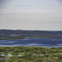 Hills, water, and pockets of water along the Mississippi River