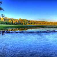 Dusk view of the Mississippi source at lake Itasca state park, Minnesota