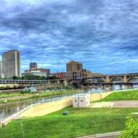 Landscape of the river and bridge in St. Paul, Minnesota