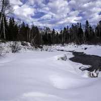 Winter Scenic with trees with snow and ice in Temperance River State Park, Minnesota