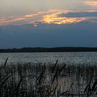 Sunset behind clouds -- closer at Voyaguers National Park, Minnesota