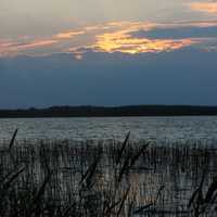 Sunset behind clouds -- closer at Voyaguers National Park, Minnesota