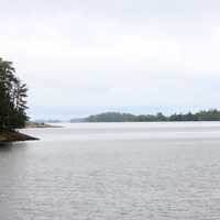 Looking at a rainy day Kabetogama at Voyaguers National Park, Minnesota