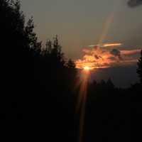 Sunset over the forest at Voyaguers National Park, Minnesota