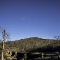 Landscape and Wheeler Bridge at Echo Bluff State Park, Missouri