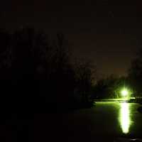 Green lights at night at Montauk State Park, Missouri