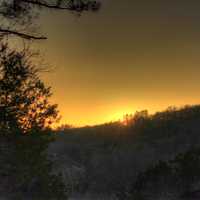 Sun behind the trees at Meramec State Park, Missouri