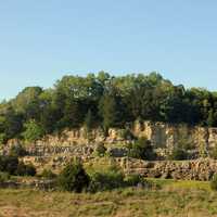 Scenic view of rocky hill at Route 66 State Park, Missouri
