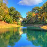 Pond and trees in St. Louis, Missouri