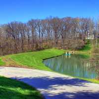 Roadway by the pond in St. Louis, Missouri