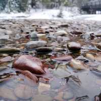 Close-up of river rocks in Upper Lake McDonald River in Glacier National Park