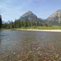 Lake Landscape and Water with mountains in Glacier National Park, Montana