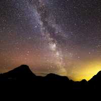 Milky way above the mountains at Glacier National Park, Montana