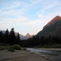 Waterton River emptying into Waterton Lake in Glacier National Park, Montana